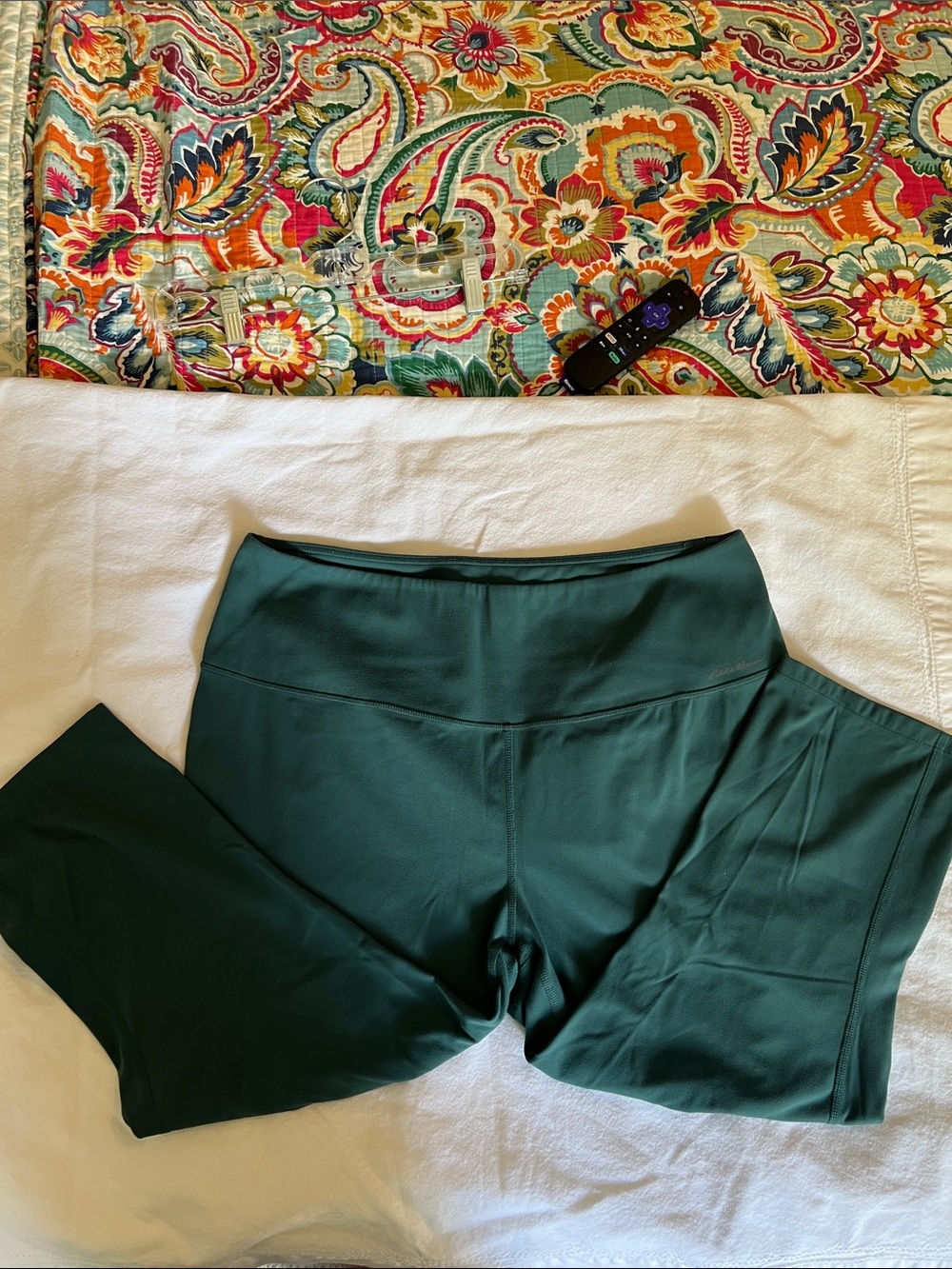 Eddie Bauer 2X Women's High-Waist Forest Green Stretch workout capris